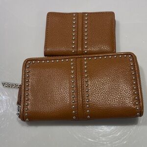 Brighton Tan Wallet Set with Silver Studs